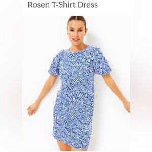 Lilly Pulitzer Rosen Dress Size L Martinique Blue Zee Bee Print